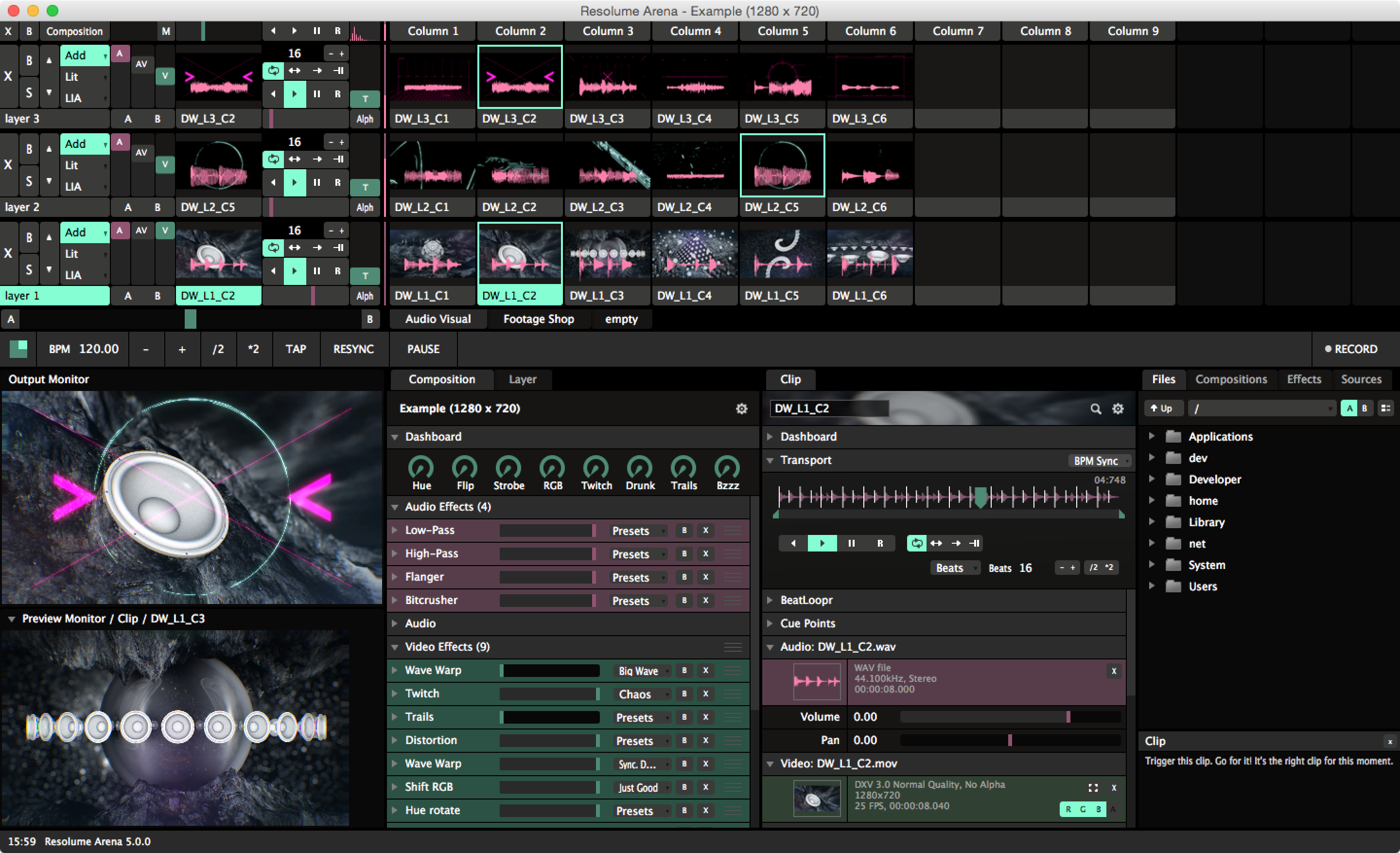 resolume arena 5 two screens outputs