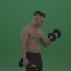 Young_Bodybuilder_Working_Out_Two_Handed_Dumbbell_Push_Ups_Excercise_On_Green_Screen_Wall_Background_004