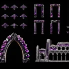 Black rock and amethyst pediments โ gothic-style projection mapping facade texture