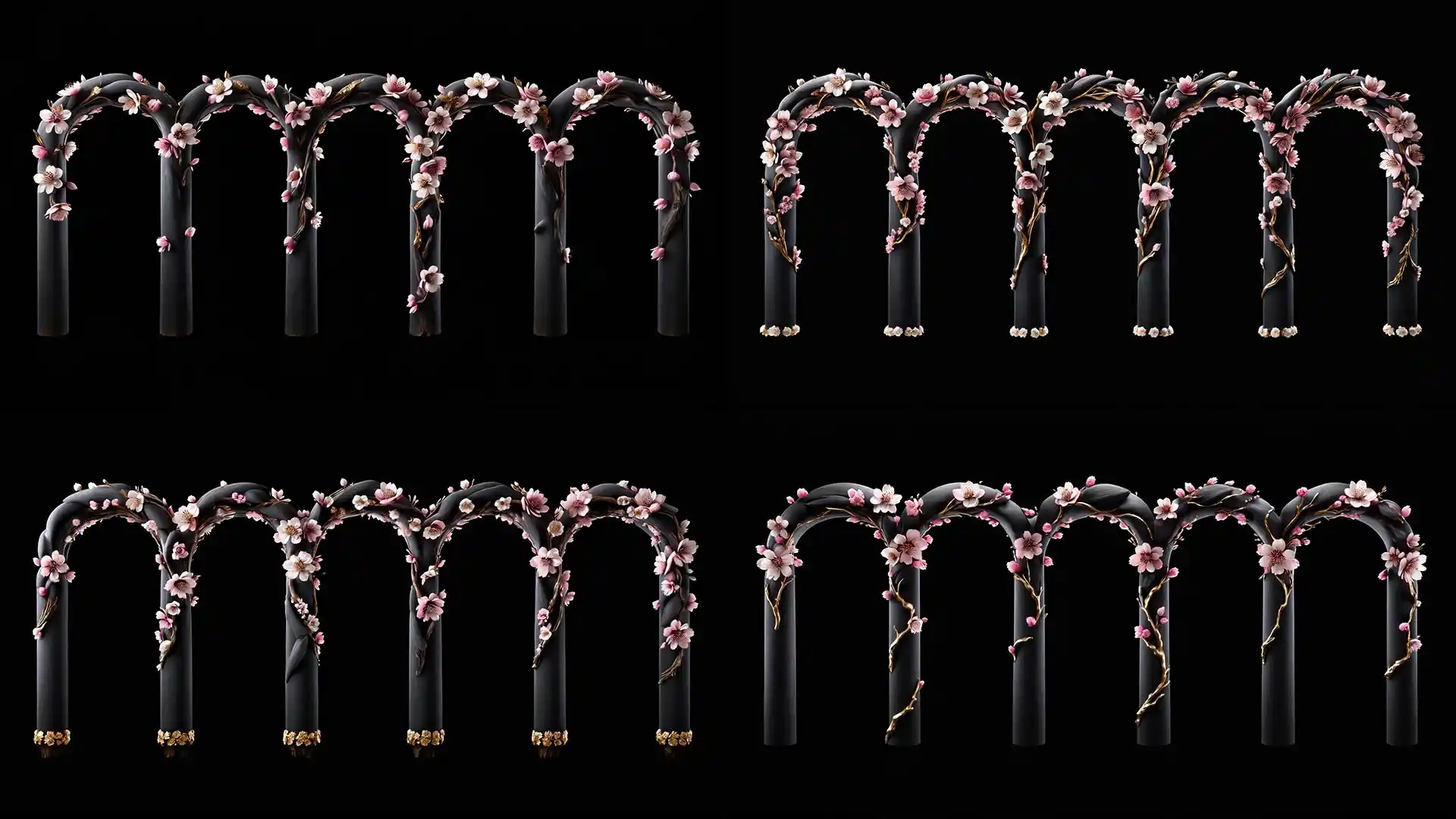 Sakura floral facade pattern โ JPG projection mapping texture for cultural events and festivals