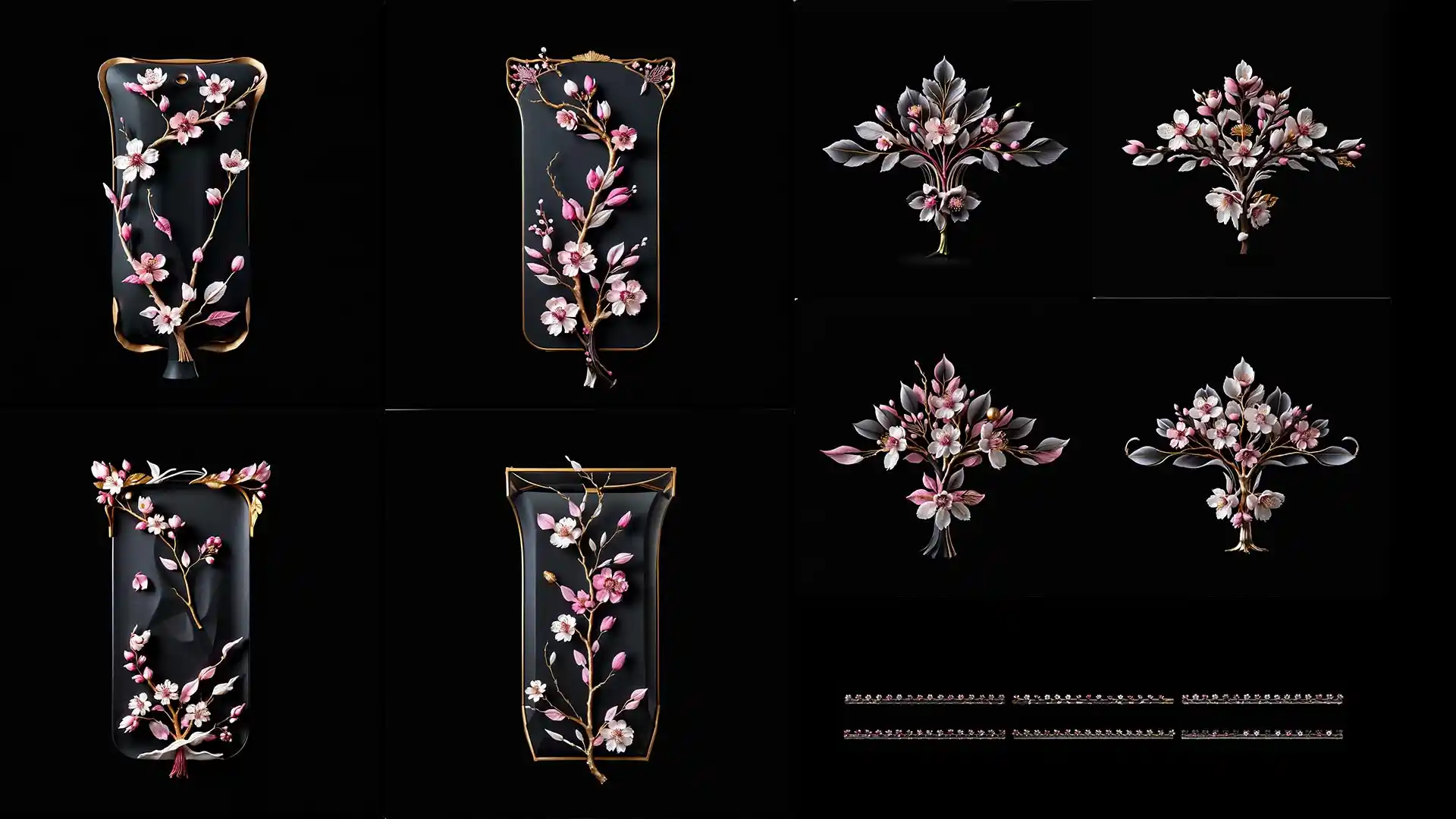 Japanese sakura art facade elements โ pillars and corbels for projection mapping