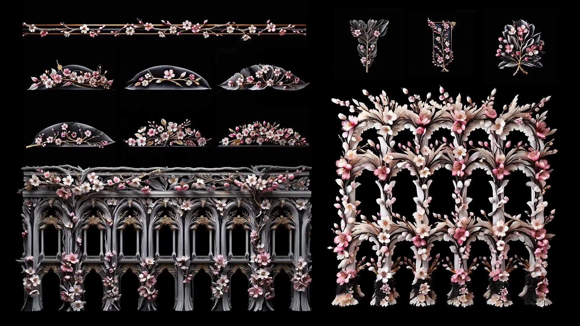 Sakura-Art-Projection-Mapping-Textures-7 Sakura Art Projection Mapping Textures Pack โ pink cherry blossom facade decoration for architectural mapping