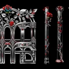 Silver Rose Projection Mapping Textures Pack Vol.26 โ red roses on silver metal facade for architectural mapping