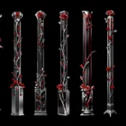 Red roses and silver metal columns โ architectural projection mapping texture by Alexander Kuiava
