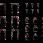 Red rose windows and frames โ high-resolution silver projection mapping texture