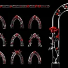Silver metal pillars and corbels with rose ornament โ projection mapping facade texture