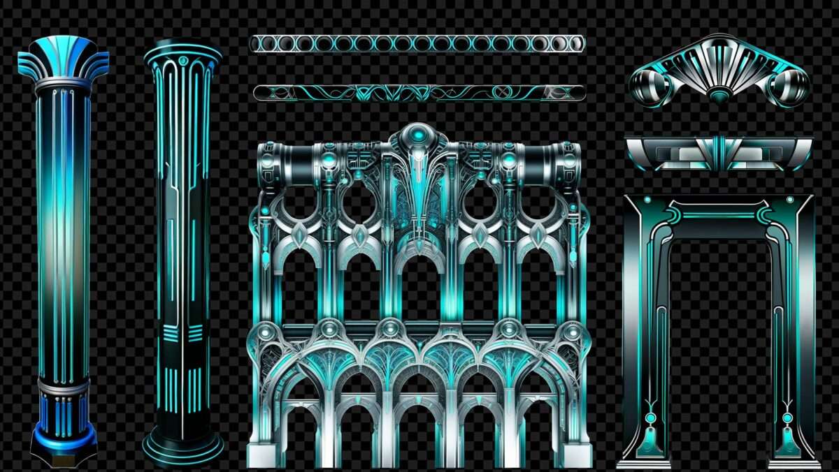 Architectural Cyan Futurism Projection Mapping Textures Pack