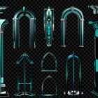 Architectural Cyan Futurism Projection Mapping Textures Pack