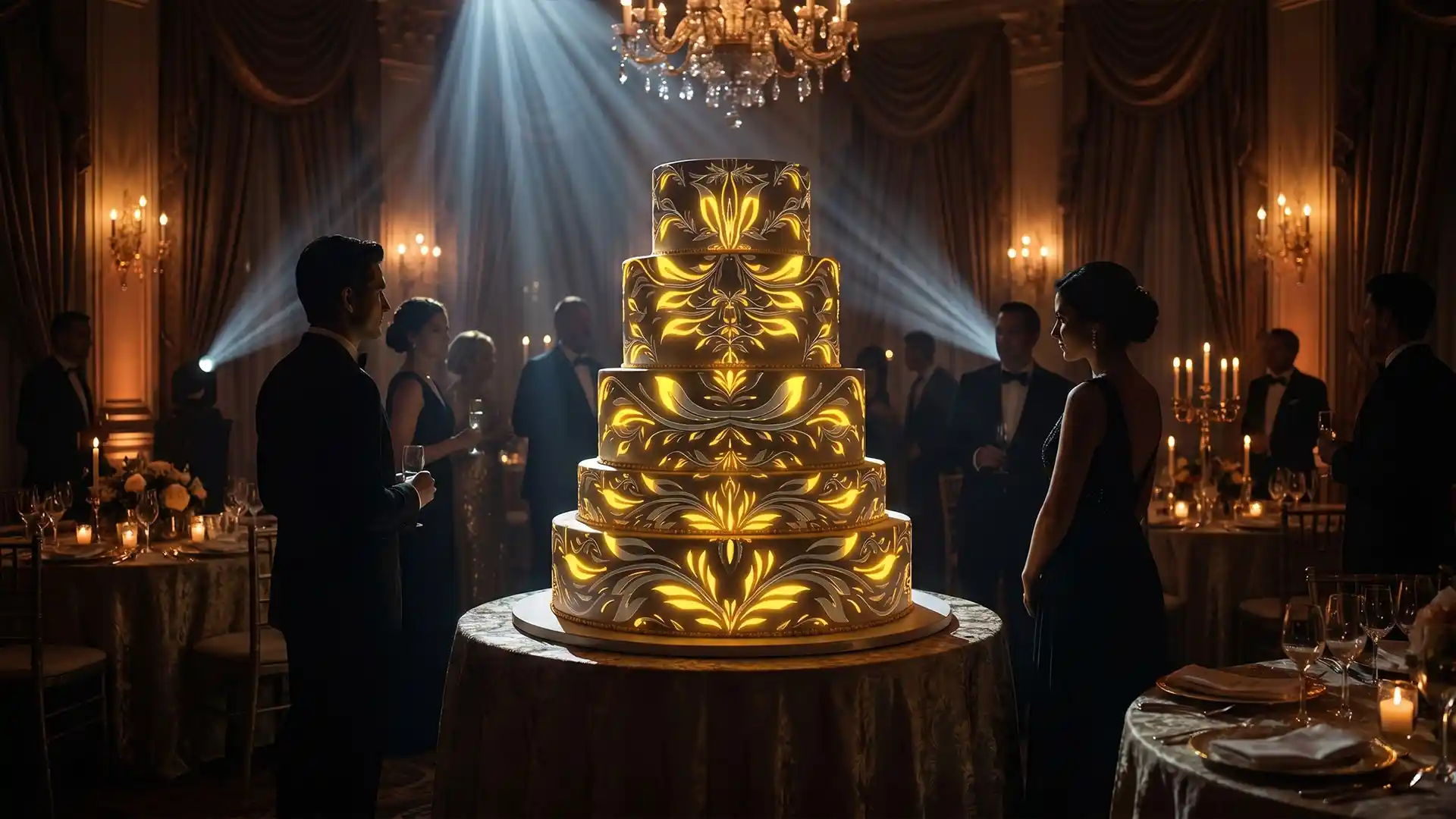 Atmospheric wedding cake projection mapping loops — ornamental and water animation for MadMapper