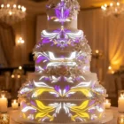 Gold baroque flourish scroll animation on 5-tier wedding cake — Full HD projection mapping loop