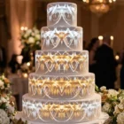 Wedding cake projection mapping loops — gold baroque ornaments and love story visuals on 5-tier cake